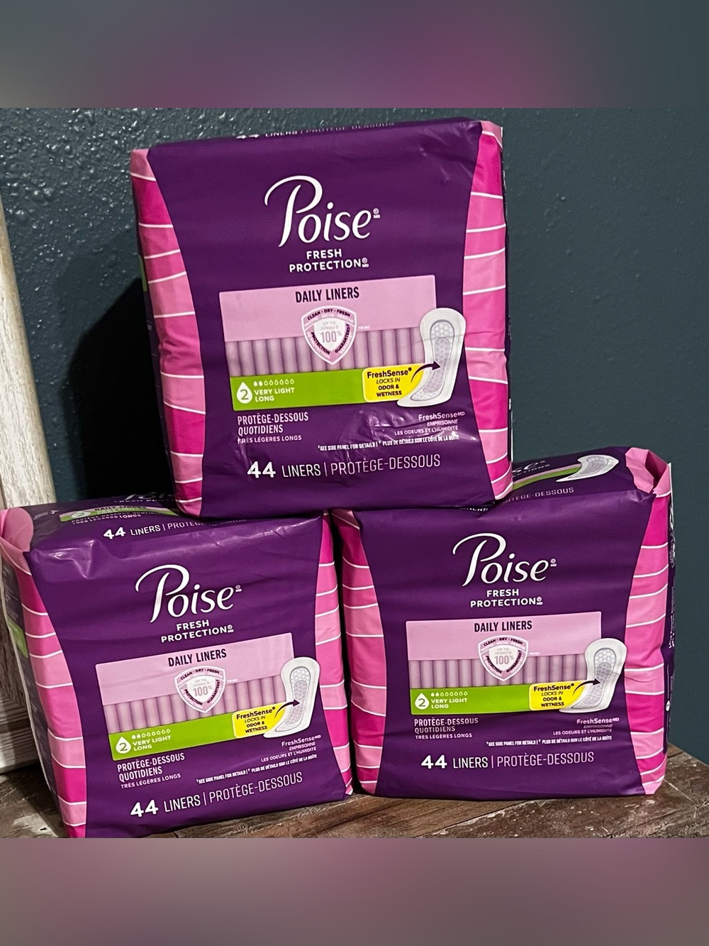 Poise Pads 2 Drop Very Light Long Length Unscented Daily Panty Liners X 3 Of 44